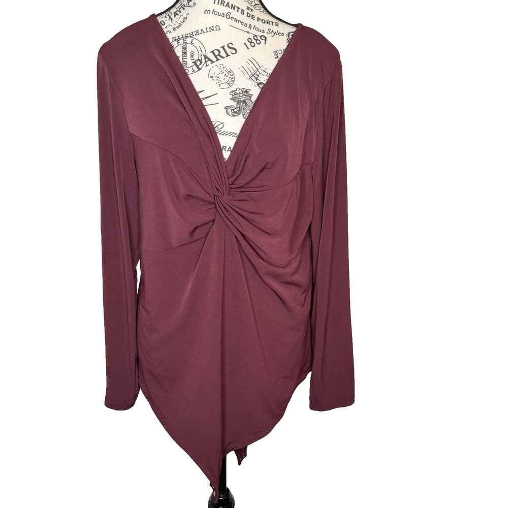 Torrid Women’s Long Sleeve Body Suit Size XL (18-20) Burgundy V-Neck
